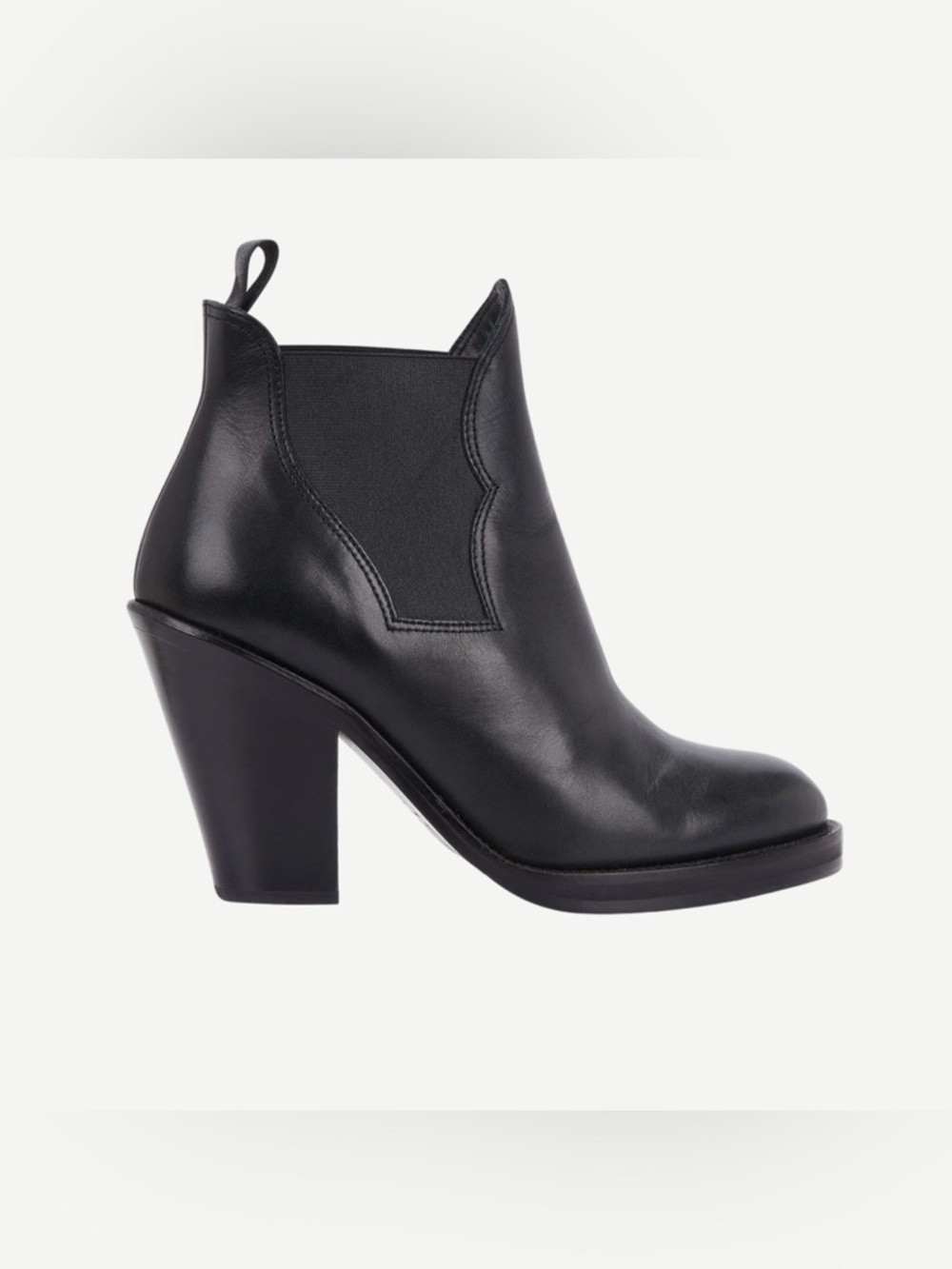 Acne Black Leather Ankle Booties with Block Heel - Picture 2 of 3